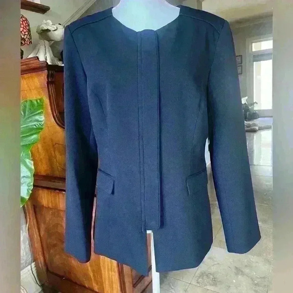 John Meyer Navy jacket long sleeve zipper with snap front 10. Exc condition - Picture 3 of 9